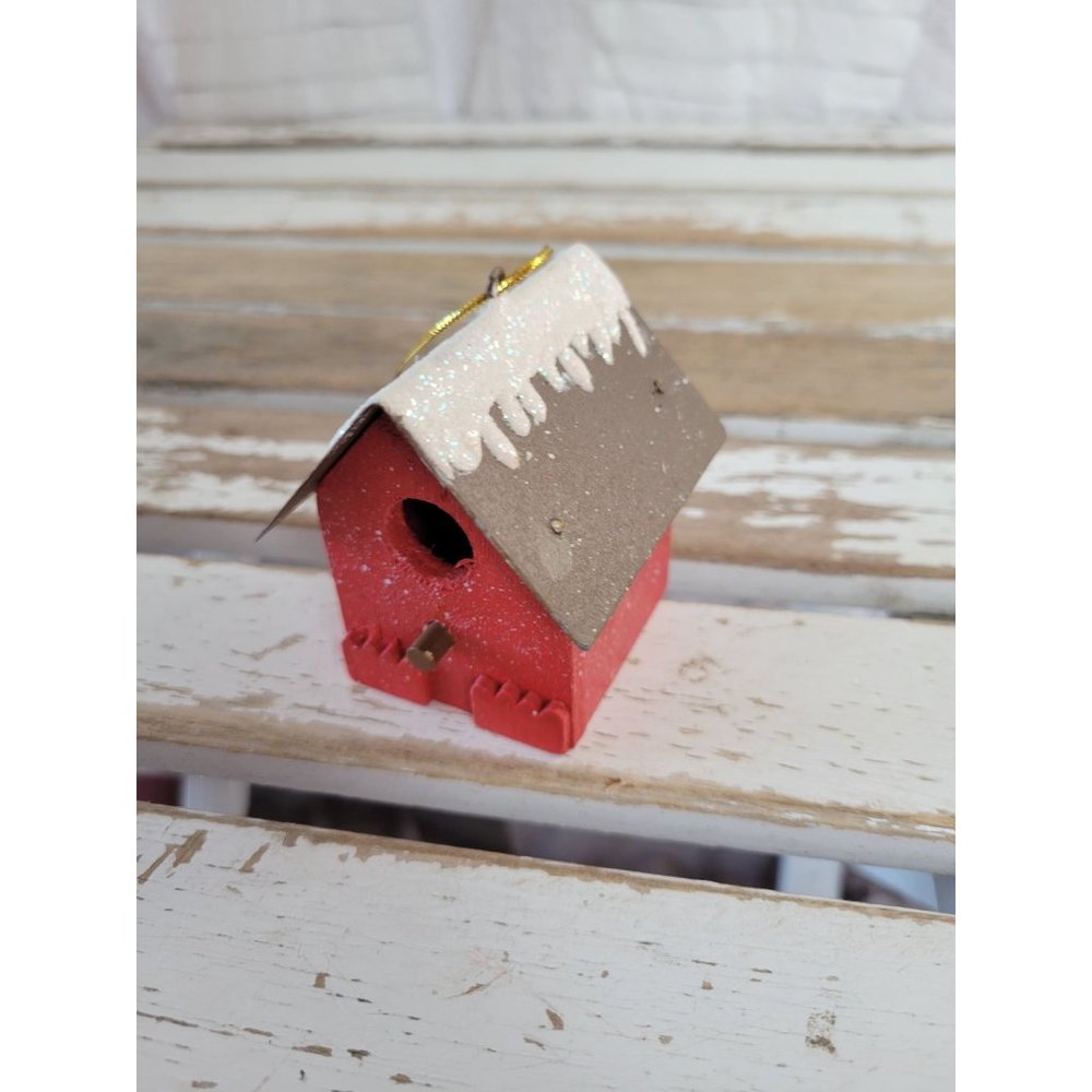 Birdhouse ornament vintage Xmas holiday tree